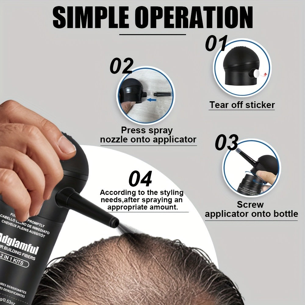 15-Gram Hair Fiber Kit with Directional Spray Applicator in Four Black and Brown Shade Options
