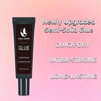 Press On Nail Glue Extra Strong Fast Drying 4 Pack 0.35oz Professional Nail Adhesive 10-Second Bond No UV Light Needed Super Hold Long-Lasting Nail Tips Glue for Women