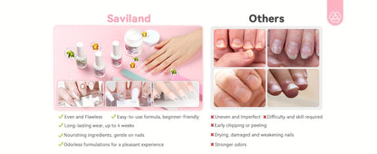Dip Powder Nail Kit with SAVILAND Label, 60g Clear Powder, Three 15ml Liquids, Files, Buffer and Brush