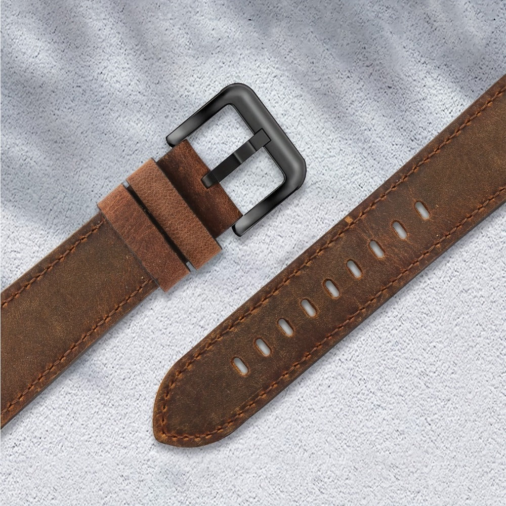 Coffee Brown Synthetic Leather Watch Band with Buckle for Apple Watch 38/40/41mm and S10 42mm