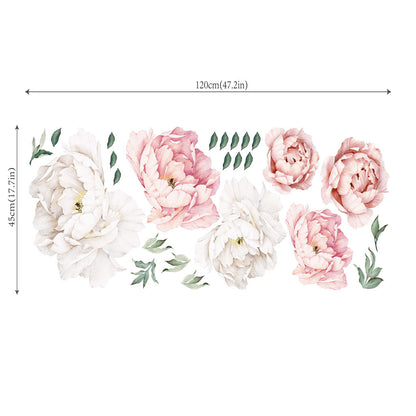 Peony Flower Decorative Window Sticker in Two Floral Styles, 17.7 x 47.2 Inches for Glass Decor