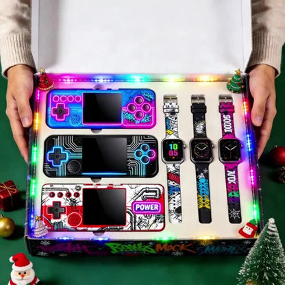Retro Handheld Game Console Smart Watch Set HD Screen - Portable Classic Gaming Device 2-in-1 Bundle, Best Birthday Valentine Christmas Gift for Men Women Friends Family