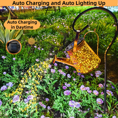 Solar Watering Can Light Outdoor Garden Decor Retro Metal Solar Lamp IP44 Waterproof Warm White LED Fairy Lights for Patio Yard Pathway Porch Christmas Halloween Mother's Day Gift