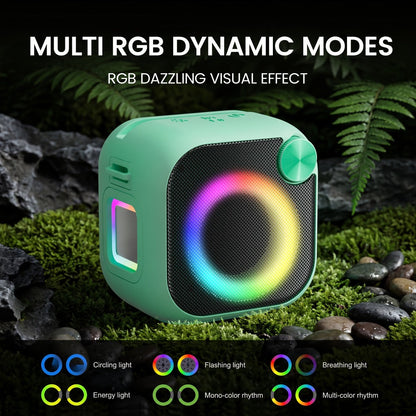 Portable Bluetooth Speaker 4-in-1 Compact Model with RGB Ring, Built-In Sling, Type-C, USB, TF, AUX and FM