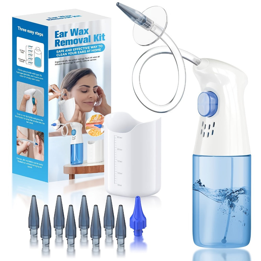 Ear Wax Removal Kit Manual Travel-Friendly Compact Ear Cleaning Set – Safe Irrigation System for Adults and Kids, Portable Ear Cleaner Tool for Home and On-the-Go Ear Care