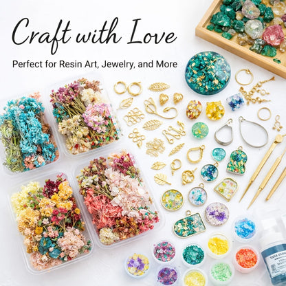 Four-Box Random Dried Flower Craft Set for Resin Jewelry, Candles and Cards with Mixed Color Assortment