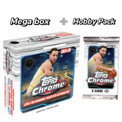 Topps Chrome Basketball Trading Cards Mega Box and One 8-Card Hobby Pack Bundle for 2024–25