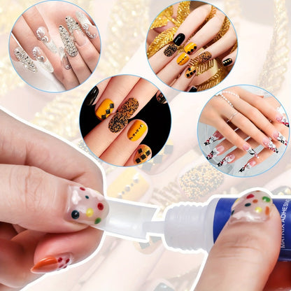 Press On Nail Glue 20 Bottles Super Strong Acrylic Bond Long Lasting False Nails Adhesive Nail Patches Broken Nail Repair Professional DIY Manicure Kit