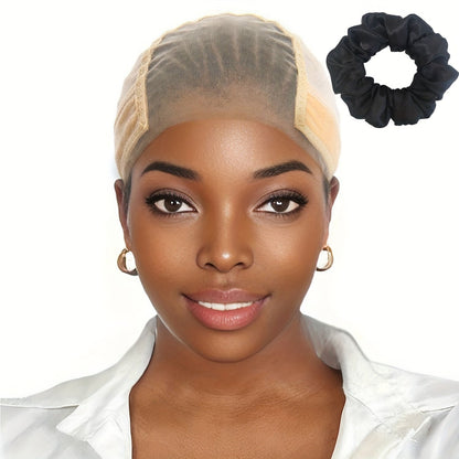 Wide Lace Wig Grip Cap with Ear Cutouts in Brown, Blonde, Black, Beige 613 or Two-Piece Color Sets
