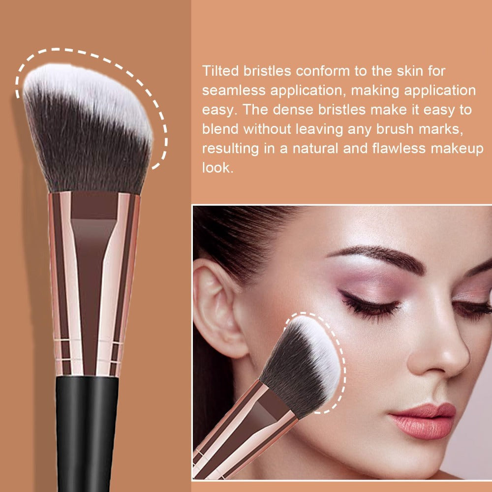 Makeup Brush Set, 23-, 44- or 47-Piece Nylon Bristle Kit with Blending Sponges and Leopard, Beige or Black Bag