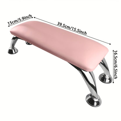 Curved Nail Salon Armrest with Metal-Look Legs in Pink, Black or White and Single- or Two-Piece Options