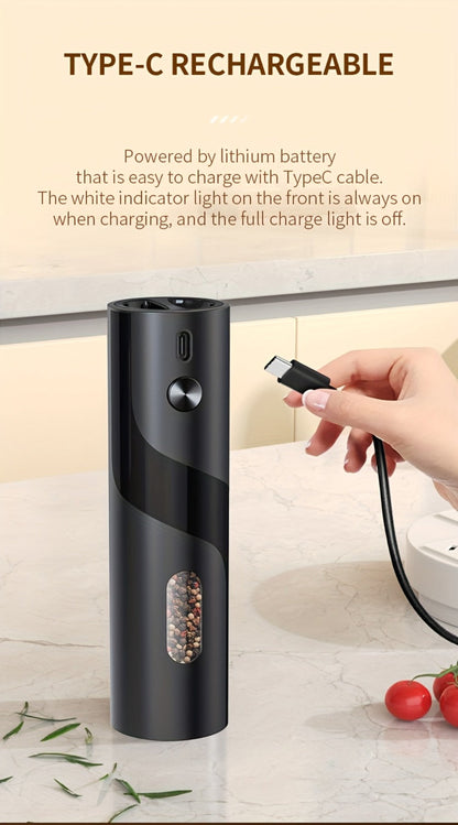 Electric Salt and Pepper Grinder Set – Rechargeable Automatic Mills with LED Light, Adjustable Coarseness & 3.72oz Capacity for Home Kitchen, BBQ, Restaurant & Outdoor Entertaining