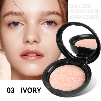 Marbled Pressed Powder Foundation Compact with Mirror in Six Shade Labels from Rose to Sand