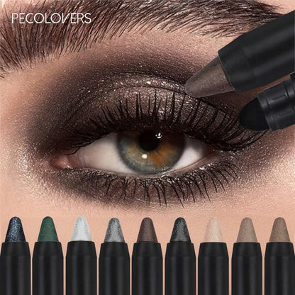 Nine-Piece Metallic Eyeshadow Stick Set with Brush in the Exact 9pcs Checkout Configuration
