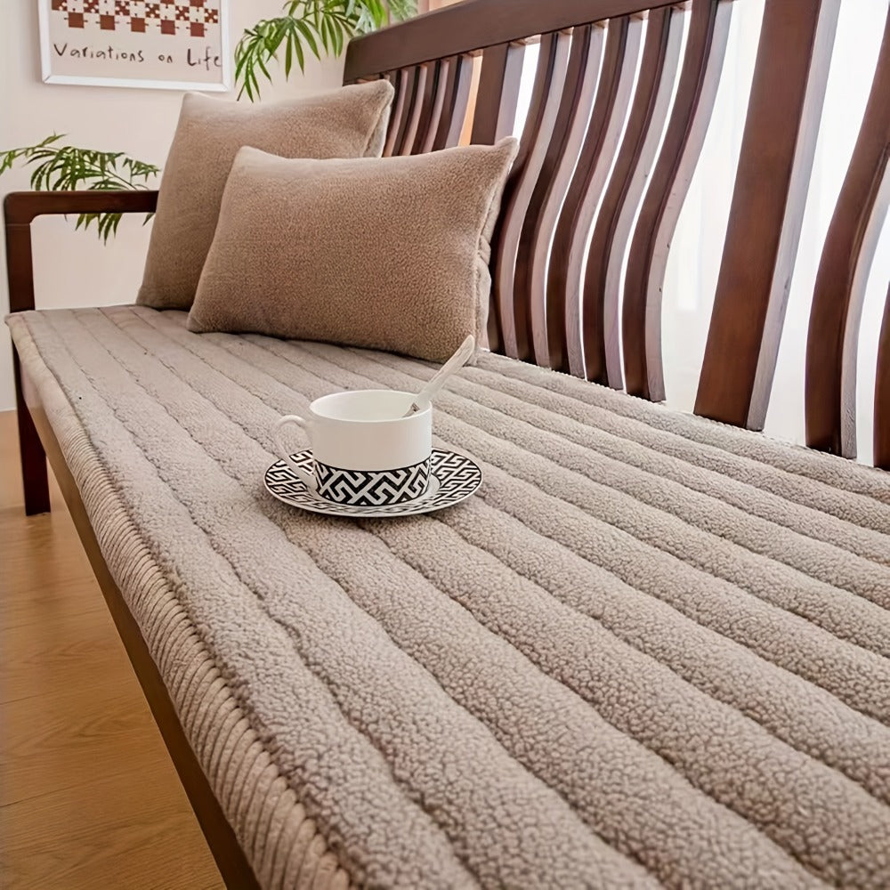 Sofa Cover Bohemian Short-Plush Quilted Panels for Armrest, Backrest and 2 to Large 4-Seater Sofas
