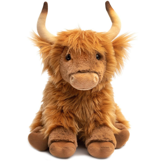 Stuffed Animal Henley Highland Cow with 14-Inch Scale, Shaggy Brown Coat and Source-Listed Care