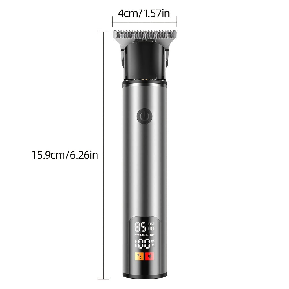 Hair Clipper Cordless Type-C Trimmer with LCD Display, Six Guide Combs and Two Finish Options