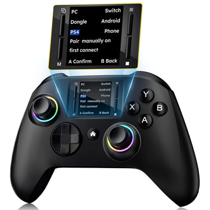 Wireless Gaming Controller Touchscreen PC PS4 Switch Android iOS - 4 Programmable Buttons Rapid Fire 6-Axis Gyroscope Dual Vibration RGB Lighting Bluetooth Gamepad for All Platforms