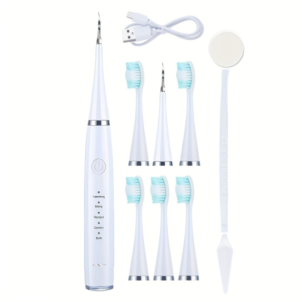 Electric Toothbrush Kit with Five Brush Heads, Two Accessory Cleaning Heads, USB Charging and Travel Case