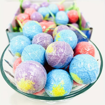 Bath Bombs, 91-Piece Mini Fizzer Set with 15g Round Pieces, Three Labeled Scents and Random Assorted Colors
