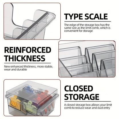 Clear 8-Slot Barber Tool Organizer Box with Lid for Clipper Guards, Combs and Grooming Accessories