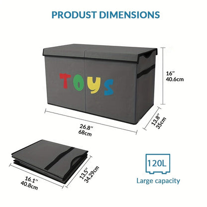 Extra Large Collapsible Kids Storage Chest with Lid – 31.7 Gal Toy Box Organizer Bins for Boys Girls Bedroom Nursery Living Room