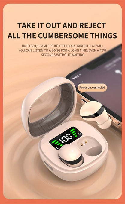 Wireless Earbuds Ultra-Small HiFi In-Ear with Touch Control, Built-In Mic and LED Case in Three Colors