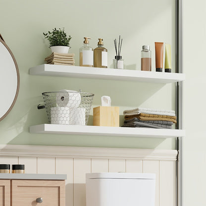 Floating Wall Shelf Set with Concealed-Style Brackets, Multiple Finishes and 4- or 6-Piece Options