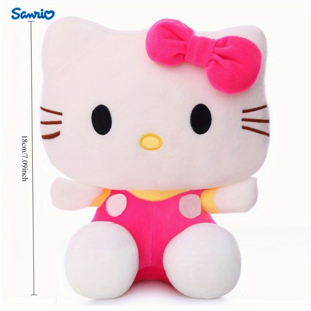 Plush Toy Kawaii Cat Doll with Pink or Blue Color Options, Bow Detail and Soft Fabric for Room Decor