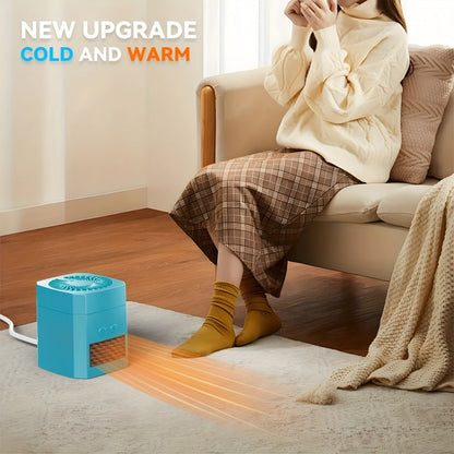 Compact 400W Desktop Heater-Fan with Fold-Top Fan, Three Speed Positions and White or Black Case