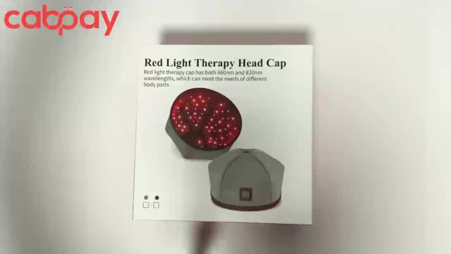 Wearable 120-LED Red and Near-Infrared Light Cap with 630nm and 820nm Modes in Black or Gray