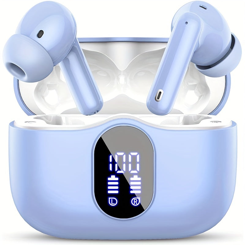 Wireless Earbuds Bluetooth 5.3 with ENC Mic, 36-Hour Playback, LED Case and IPX4 Protection