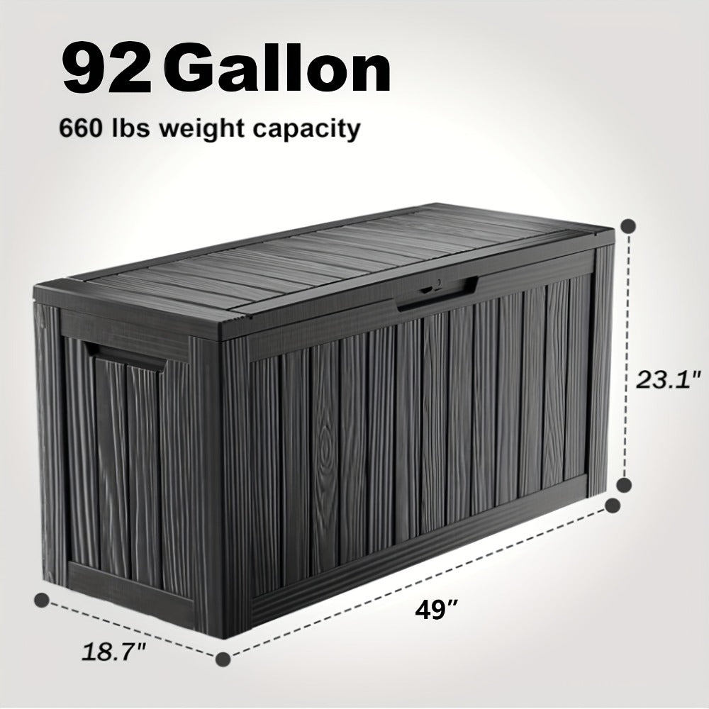 Large Resin Deck Box Lockable Outdoor Storage 80/100 Gallon – 345L UV Protected Weatherproof Patio Storage Box | Sit-On Lid Deck Storage Chest for Pool Accessories, Garden Tools & Outdoor Gear