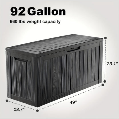 Large Resin Deck Box Lockable Outdoor Storage 80/100 Gallon – 345L UV Protected Weatherproof Patio Storage Box | Sit-On Lid Deck Storage Chest for Pool Accessories, Garden Tools & Outdoor Gear
