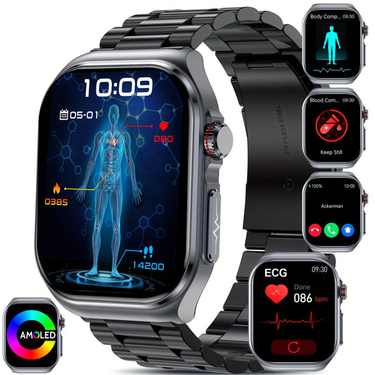 Smart Watch 2.04-Inch AMOLED Display with Bluetooth 5.3 Calling, 530mAh Battery and Six Strap Options