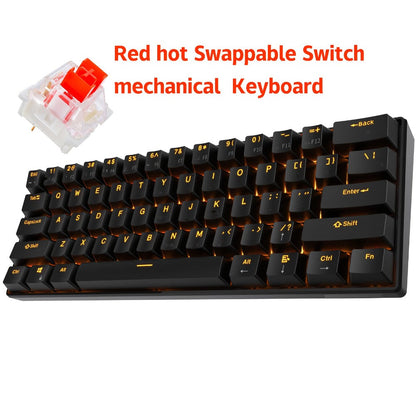Hot Swappable Mechanical Keyboard 60% RGB Backlit 61 Keys – Customize Red or Cyan Switches, Ultra-Compact Wired Tenkeyless Design for PC, Laptop & Mac | No Solder Switch Change | Black & White