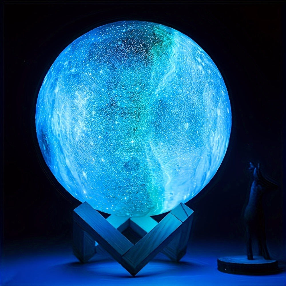 15cm Galaxy Globe LED Night Light with Folding Wood Stand, USB Plug-In Power and Multicolor Remote