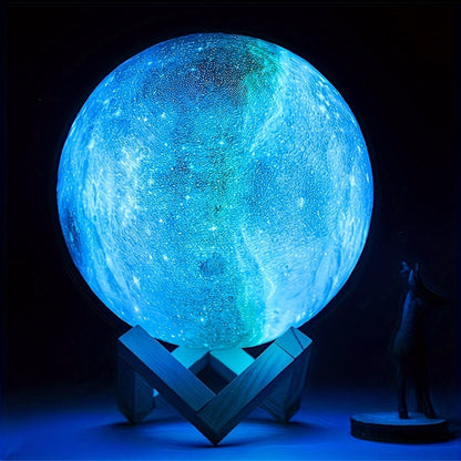15cm Galaxy Globe LED Night Light with Folding Wood Stand, USB Plug-In Power and Multicolor Remote