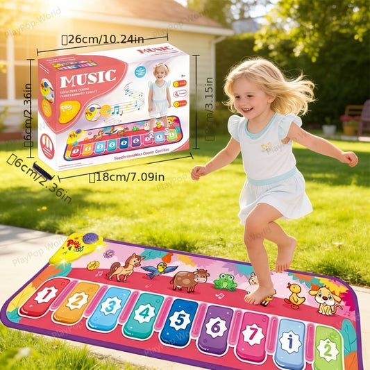Kids Piano Mat Farm Animal, Musical Play Mat for Babies & Toddlers, Sensory Dance Keyboard Touch Blanket, Educational Learning Toy for Boys & Girls Ages 0+, Easter Christmas Birthday Gift, Indoor & Outdoor