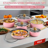 12pcs pink cookware