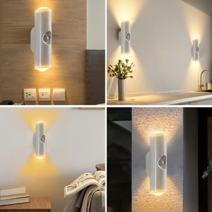 Cat Eye LED Wall Light Motion Sensor – 6 Pack USB Rechargeable Night Lamp, 3 Color Settings, Wireless Auto Sensing No Wiring for Bedroom Stairs Closet Bathroom Hallway (RGB / Three Colors)