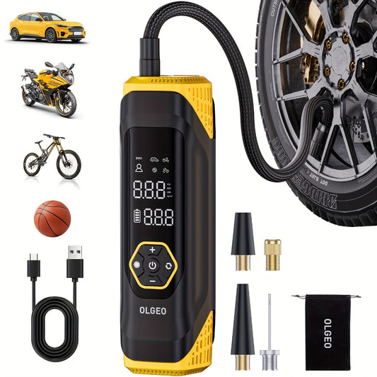 OLGEO M9 Portable Tire Inflator 180PSI Cordless Air Compressor 8-in-1 Fast Inflation 40-Min Battery Type-C Fast Charge LED Light for Car Bike Motorcycle Ball