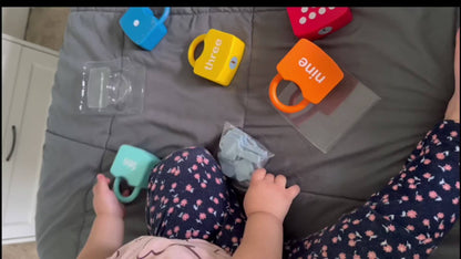 Ten-Piece Number Lock and Key Matching Set with Color-Coded Locks for Counting One Through Ten