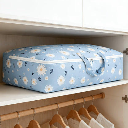 Six-Piece Under-Bed Storage Bag Set with Daisy Print, Dual Handles and 27.56 x 11.81 x 15.75-Inch Size