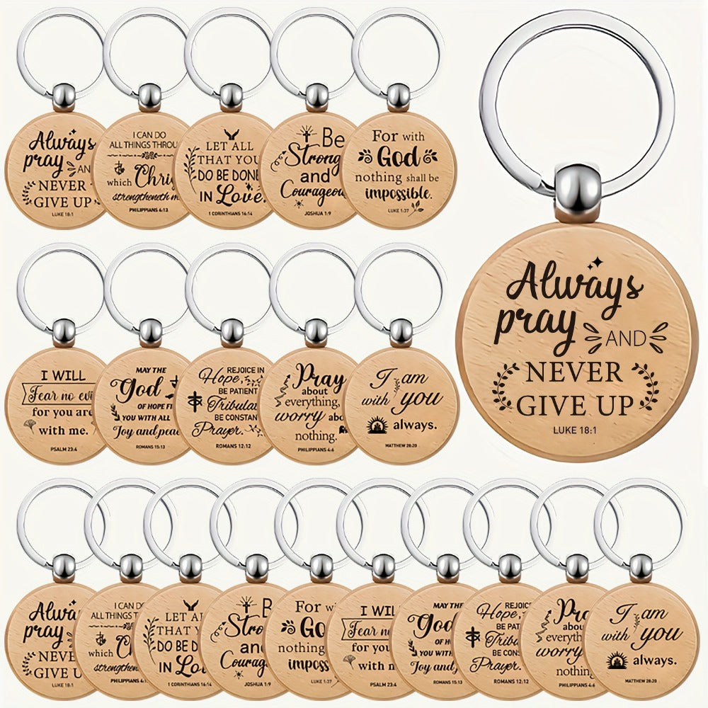 Bulk Wooden Bible Verse Keychains 100pcs Religious Christian Inspirational Keychains Rustic Engraved Thank You Gifts for Women Men Teachers Students Party Favors Christmas Back to School