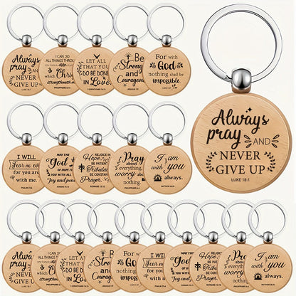 Bulk Wooden Bible Verse Keychains 100pcs Religious Christian Inspirational Keychains Rustic Engraved Thank You Gifts for Women Men Teachers Students Party Favors Christmas Back to School