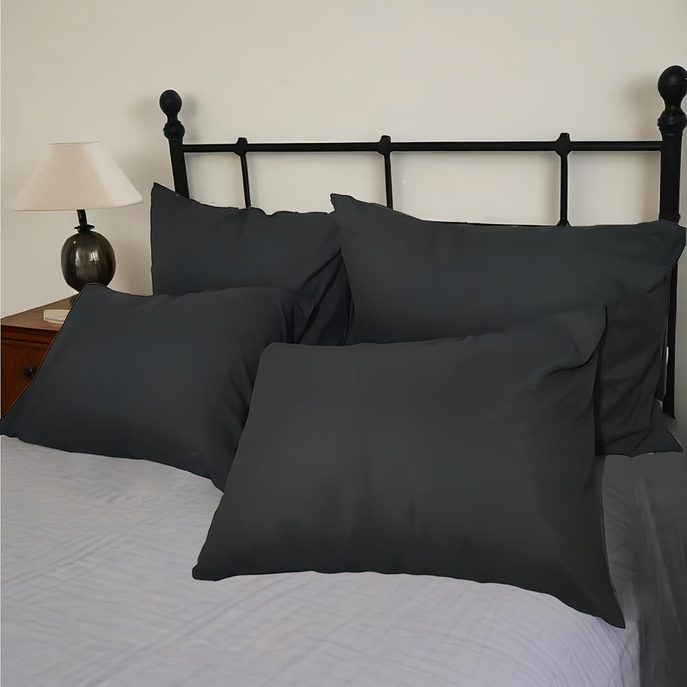 Microfiber Pillowcases Set of 4 – Soft Brushed 90GSM Wrinkle-Resistant Envelope Closure Pillow Covers, Queen & King Size, Multiple Colors, Breathable Polyester Pillow Cases for Bedroom Hotel