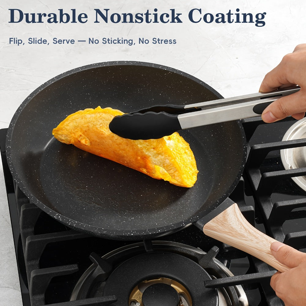 Pots and Pans Set 12-Piece Non-Stick Kitchen Cookware – Complete Cooking Set with Frying Pan | Durable Even-Heating Non-Stick Coating | Available in Black & White | Home Kitchen Essentials
