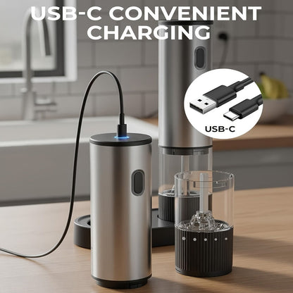 Electric Pepper Grinder USB-C Rechargeable, 5-Level Adjustable Coarseness, One-Hand Operation