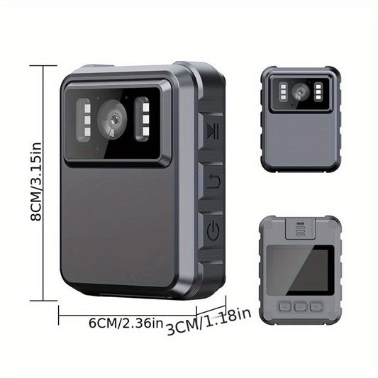 Body Camera with Night Vision & Audio Recording | 150° Wide Angle, 1800mAh Battery, HD Video, Compact Wearable Security Camera for Law Enforcement, Security Guards, Outdoor Use (No SD Card)